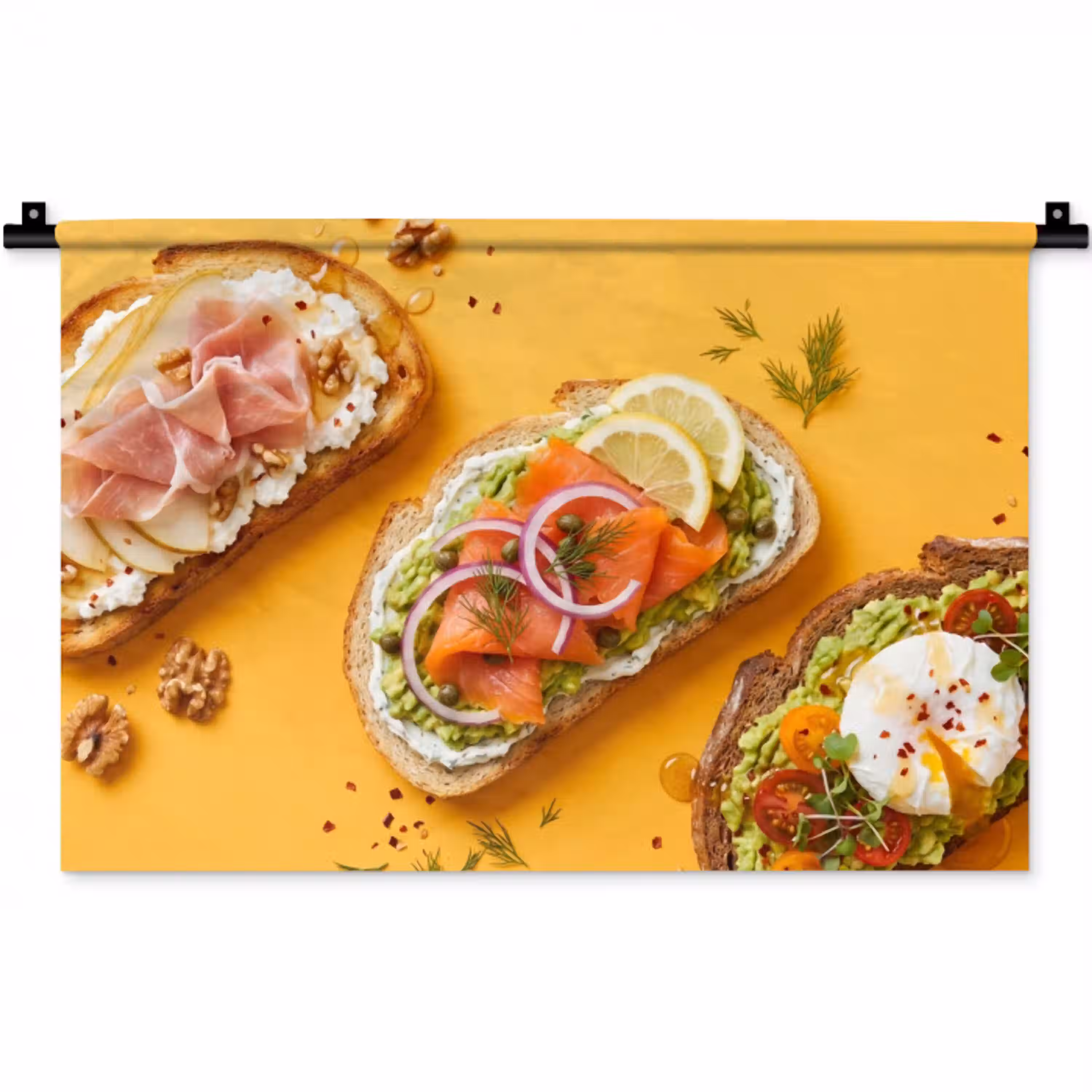 Eten - Brood - Ontbijt - Modern - Kleurrijk Wandkleed katoen klein -zz3d