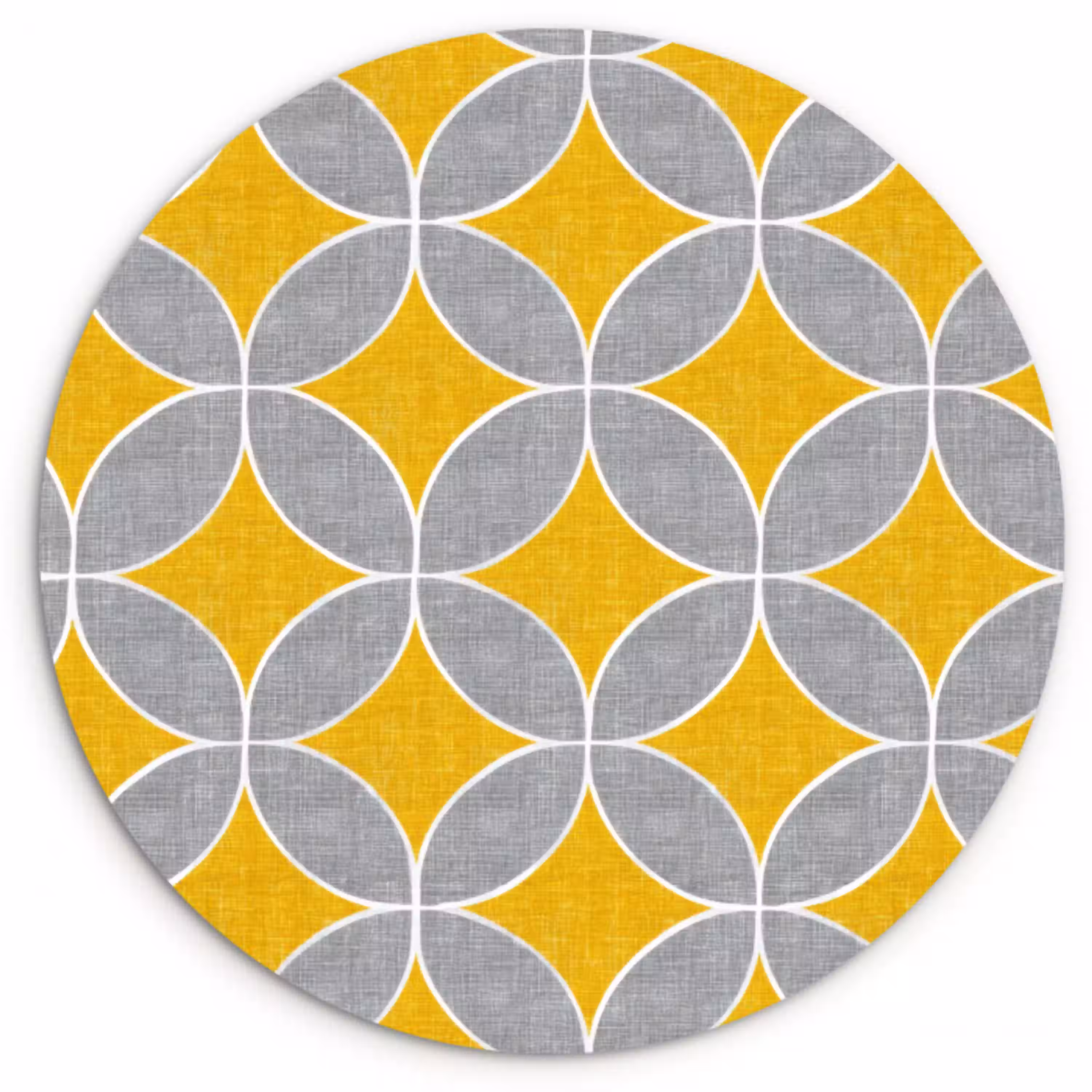 Geometrisch - Cirkels - Textuur - Grijs - Geel Wandcirkel kunststof plaat 5mm dik klein 188 -3d
