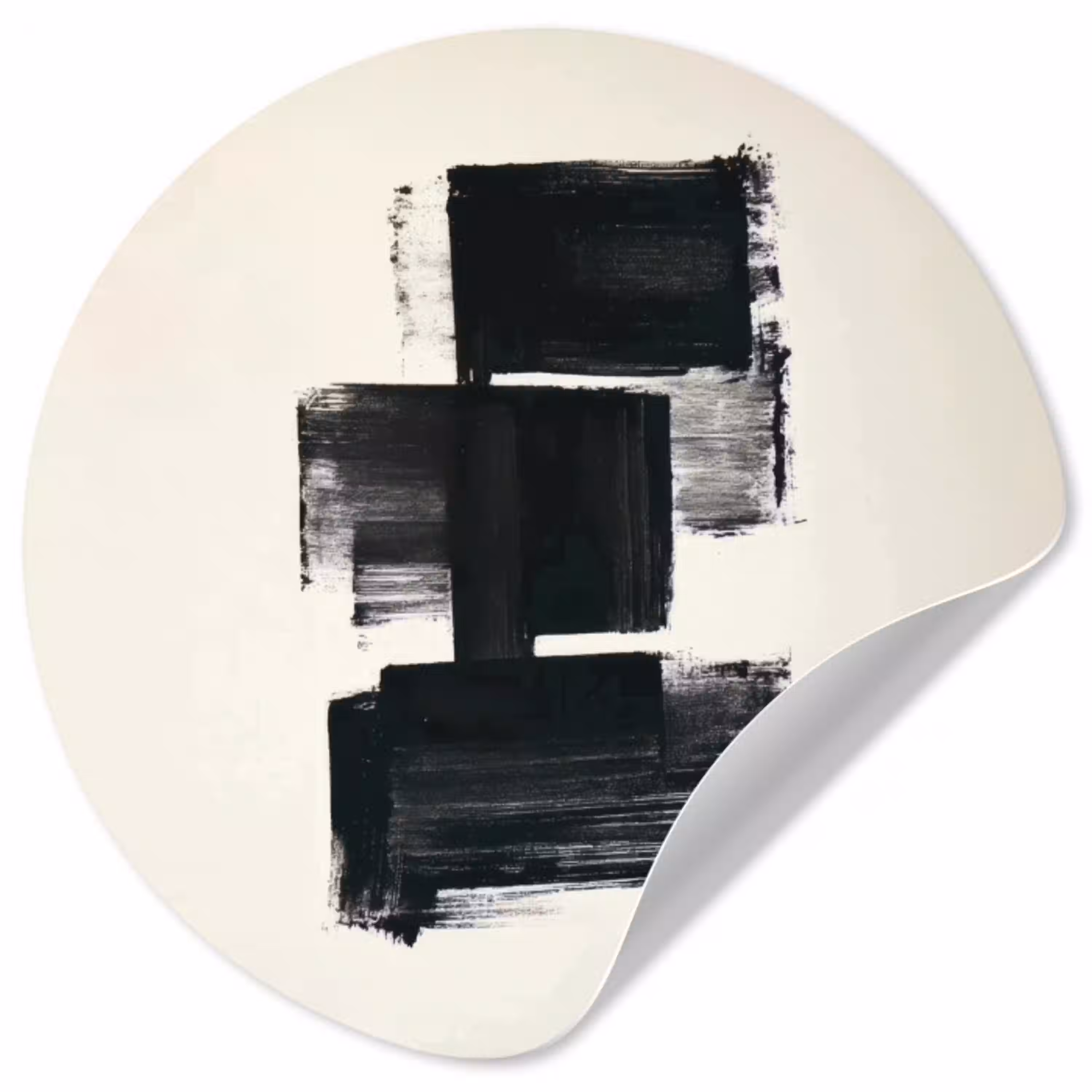 Rechthoeken - Penseelstreken - Abstract - Zwart Wandcirkel behangsticker klein -3d