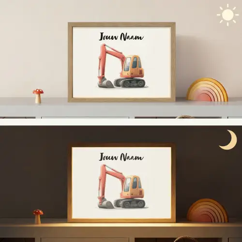Graafmachine - Getekend - Oranje Light Box met batterij (Wandlamp kind) middel -sfeer3_kind