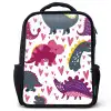 Dino - Hart - Patronen - Roze - Meisjes - Dinosaurus Rugzak - Zwart middel -3d