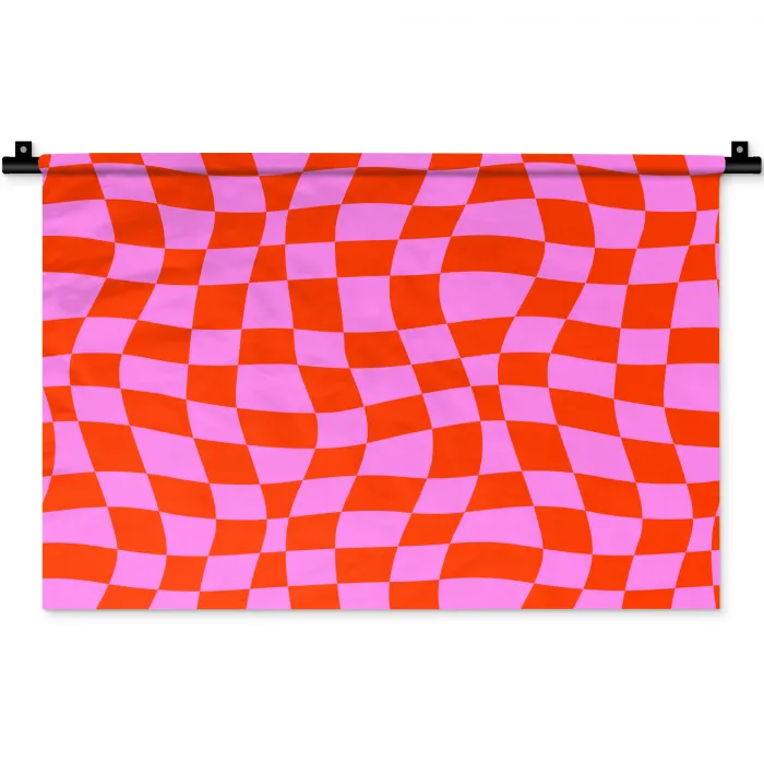 Blokken - Roze - Rood - Patroon Wandkleed katoen klein 269 -zz3d