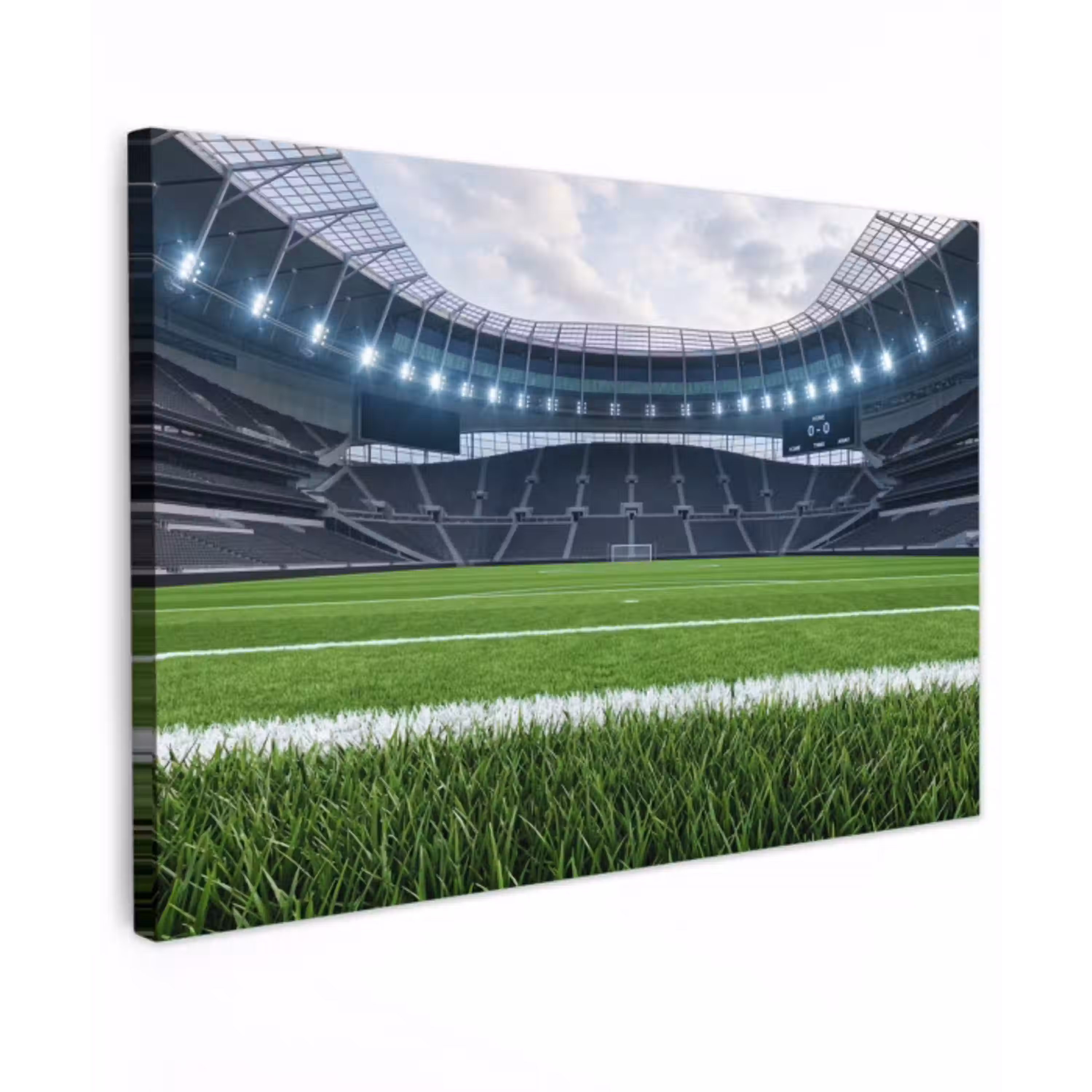 Voetbal - Stadion - Sport - Groen Tuinposter op houten frame 2 cm dik klein -3d