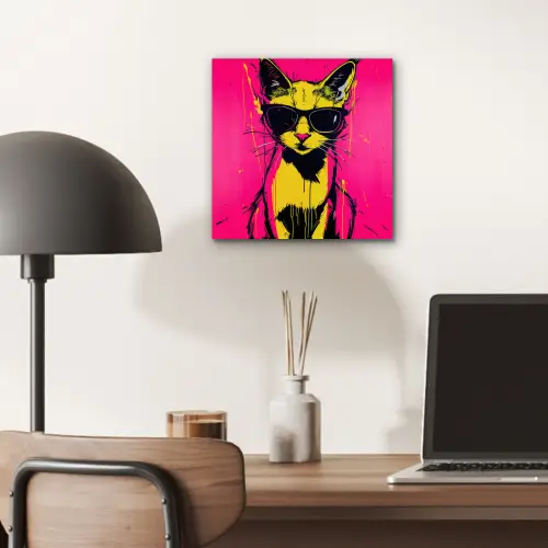 Kat - Art - Zonnebril - Roze aluminium wit klein -sfeer5