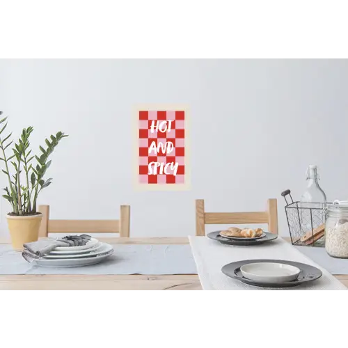 Hot - Spicy - Geruit - Rood Muursticker klein -eettafel