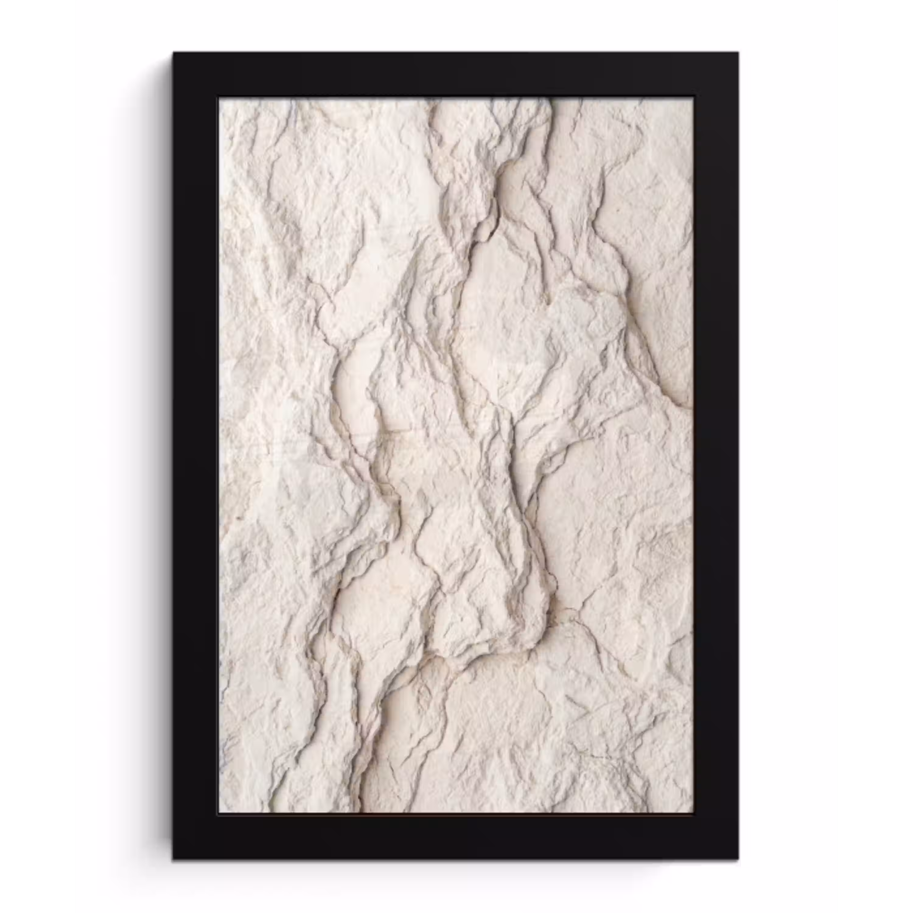 Rots - Structuur - Natuur - Beige - Abstract fotolijst zwart zonder passe partout klein -3d