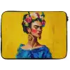 Frida Kahlo - Vrouw - Geel - Blauw - Bloemen laptophoes neopreen klein -zkaufland3dotto