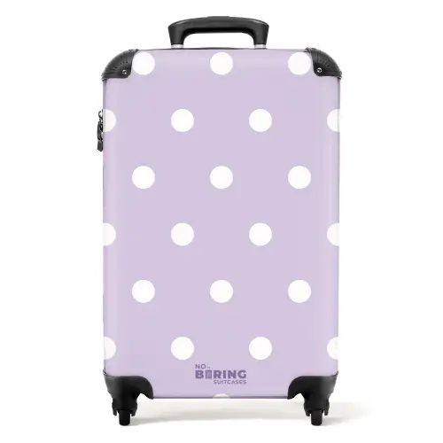 Lichtpaarse achtergrond met witte stippen NBS - Handbagage koffer - Unisex middel -productfoto_recht