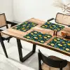 Bloemen - Bladeren - Citroenen - Blauw Placemat vinyl groot 368 -zzsfeer4_Kitchenyeah-website