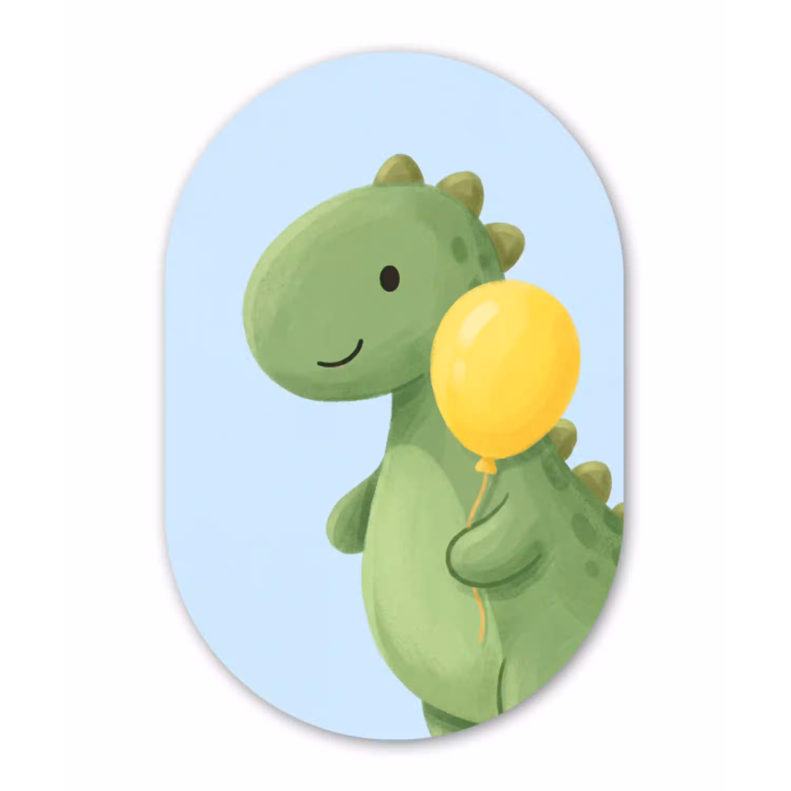 Dinosaurus - Ballon - Kinderkamer - Illustratie - Groen Wandcirkel Ovaal Forex klein -3d