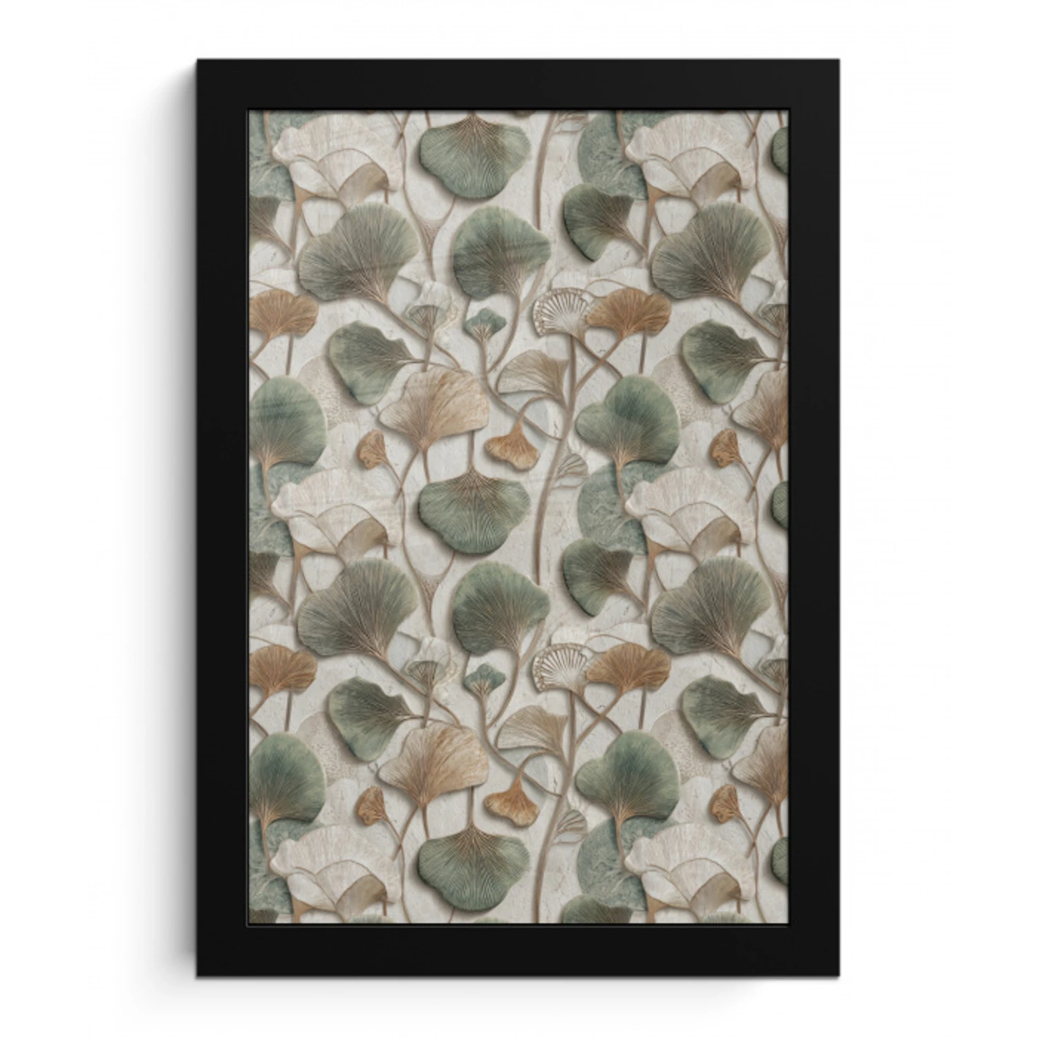 Elegant - Bladeren - Groen fotolijst zwart zonder passe partout klein 224 -3d