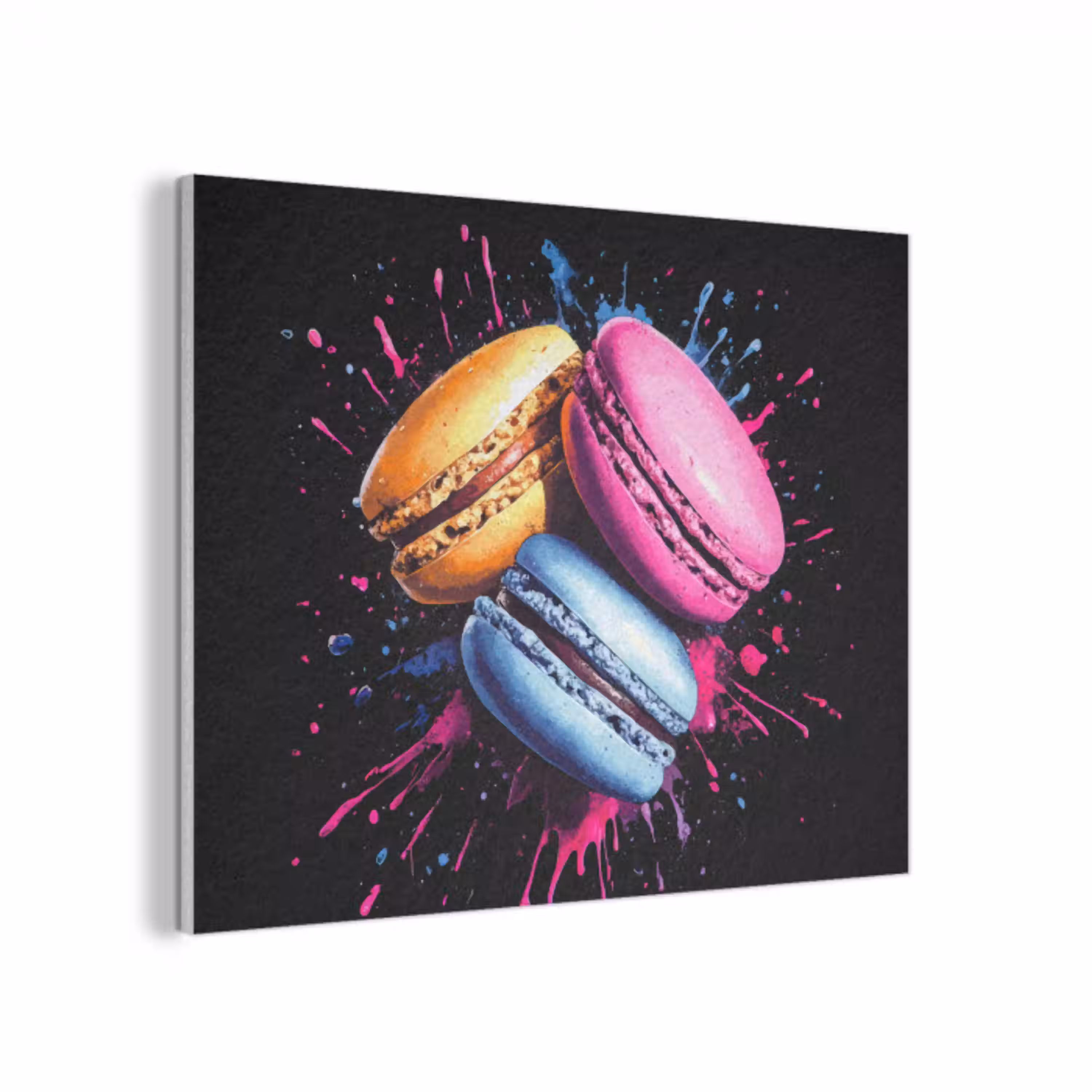 Macarons - Dessert - Graffiti - Kleurrijk - Roze - Blauw - Geel PET vilt klein -3d