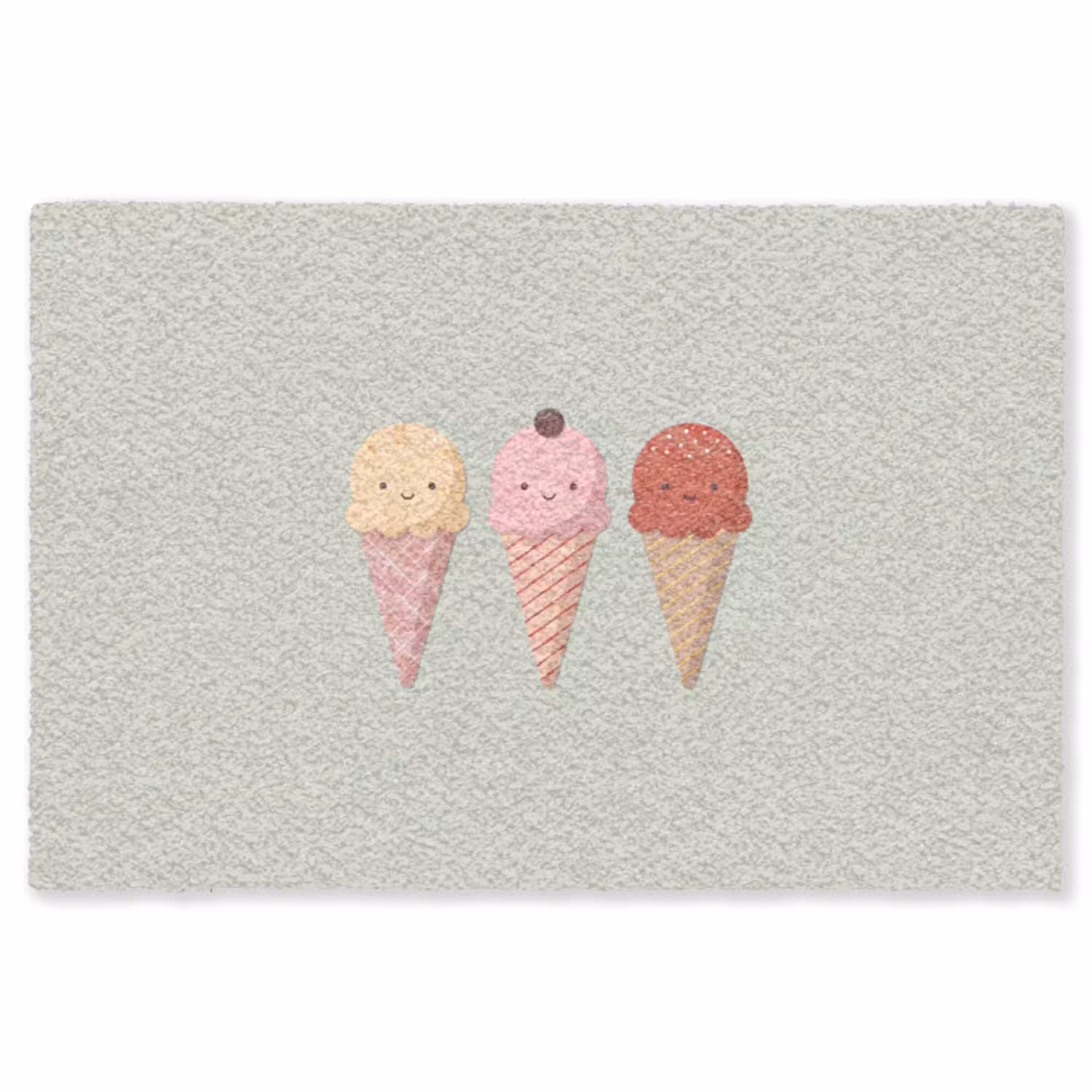 IJs - Hoorntjes - Eten - Illustratie - Vrolijk Vloerkleed Rechthoek klein -3d