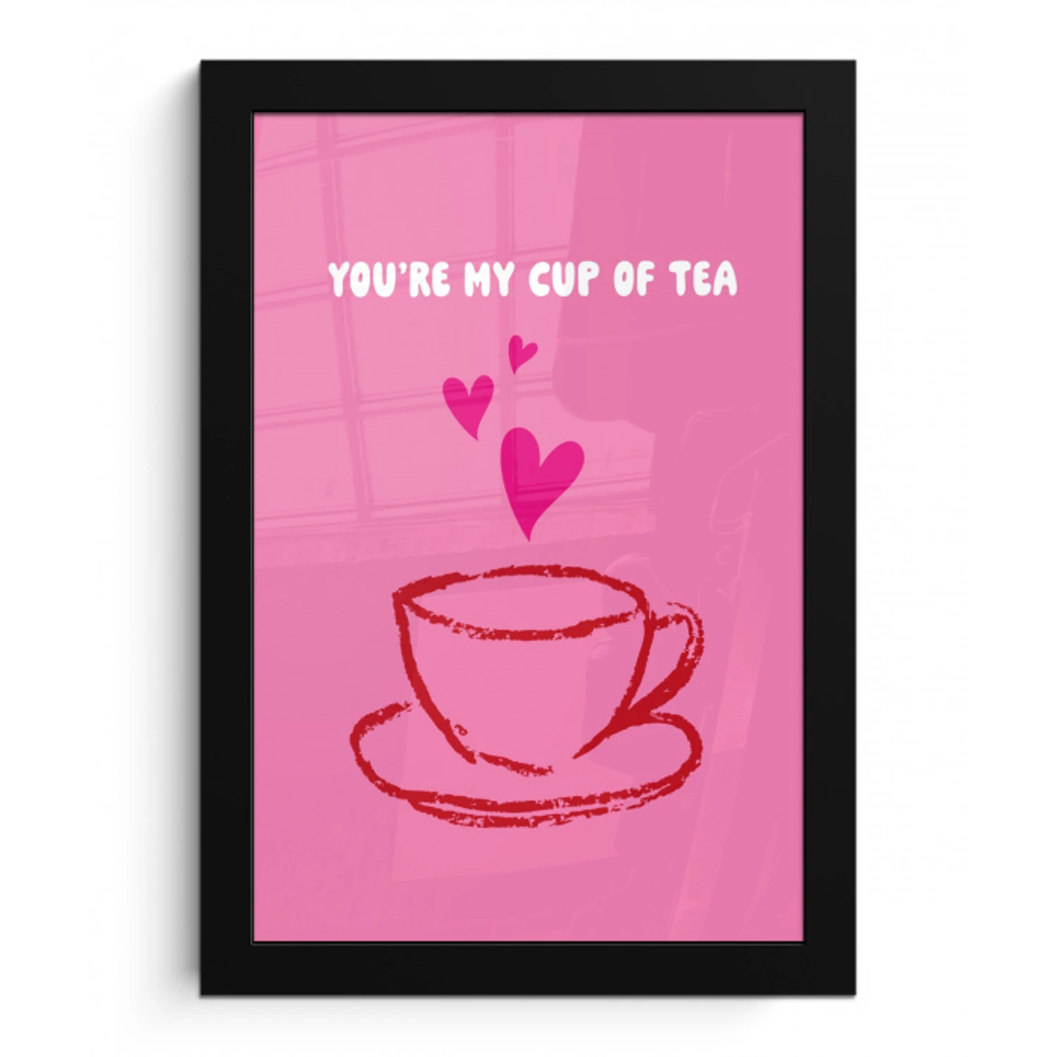 Thee - Roze - Valentijn - Tekst fotolijst zwart zonder passe partout klein -3d