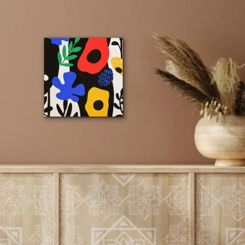 Bloemen - Bladeren - Abstract - Zwart aluminium wit klein -sfeer4