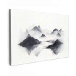 Bergen - Mistig - Water - Wit Tuinposter op houten frame 2 cm dik klein -3d