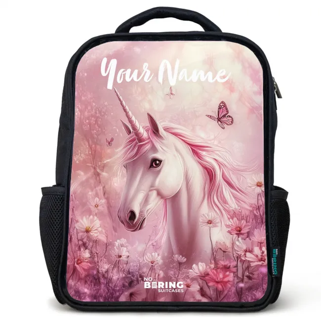 Kids' Backpacks with name Black -. Unicorn - Pink - Butterfly - Flowers
