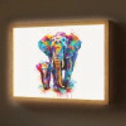 Olifanten - Dieren - Verf - Kleurrijk Light Box met batterij (Wandlamp) middel -z3d_website