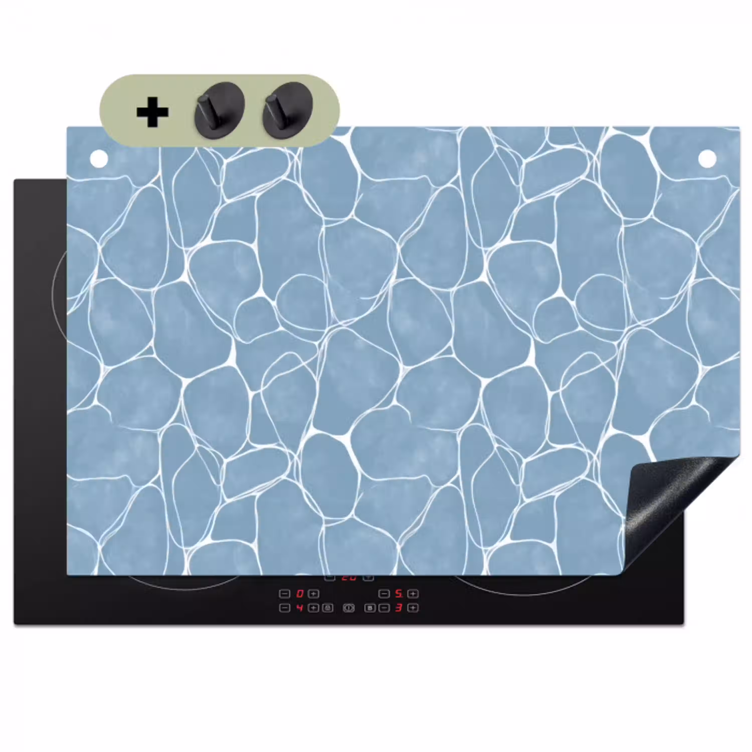 Organisch - Patroon - Blauw Inductie beschemer met haakjes klein 777 -3d
