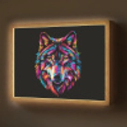 Wolf - Kleurrijk - Zwart - Dieren - Neon Light Box met batterij (Wandlamp) middel -z3d_website