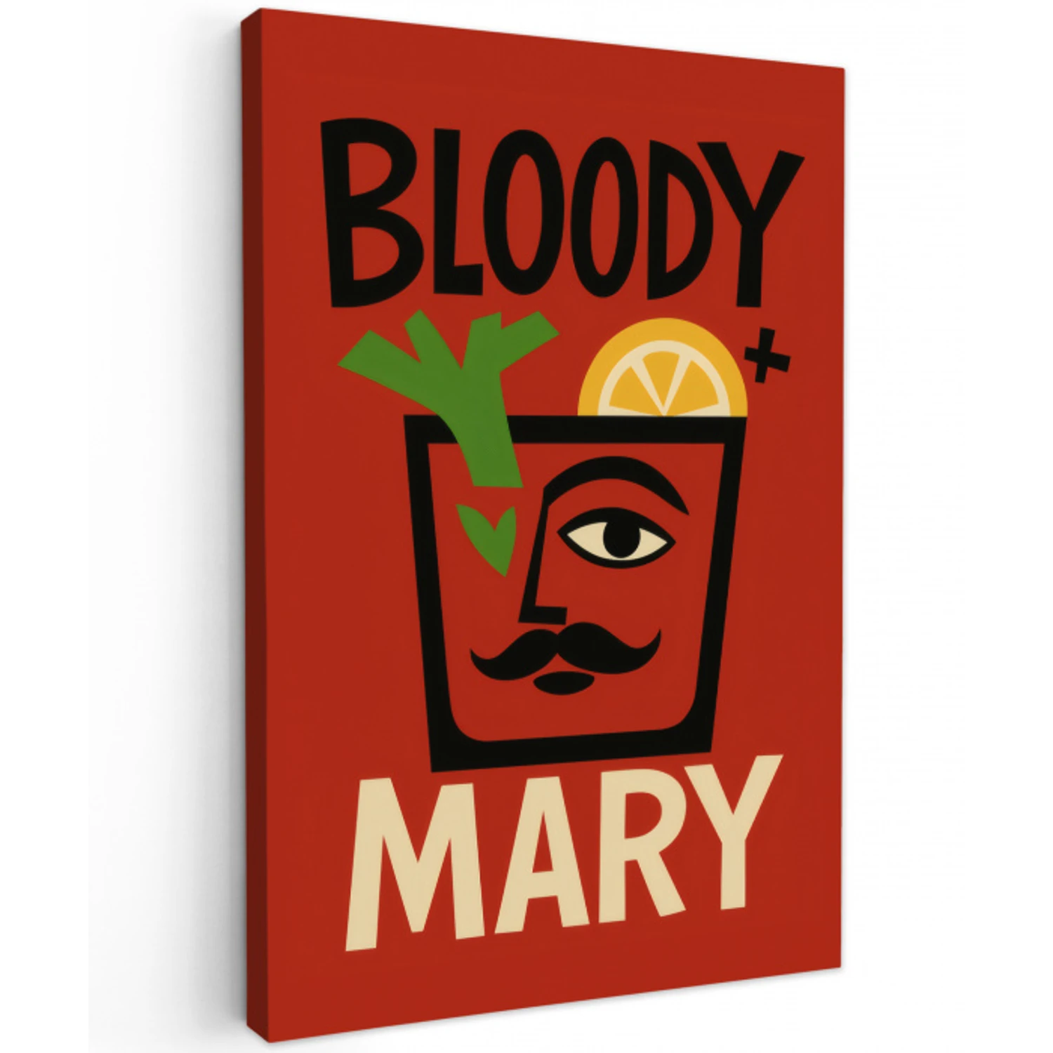 Cocktail - Art - Rood Tuinposter op houten frame 2 cm dik klein -3d