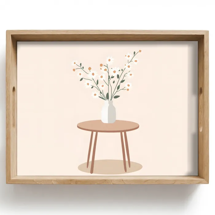 Vaas - Bloemen - Madeliefjes - Beige Dienblad Rechthoek middel -z3d_shopping