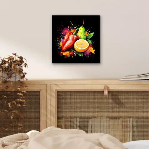 Paprika - Peer - Citroen - Graffiti - Verf - Abstract aluminium wit klein -sfeer3