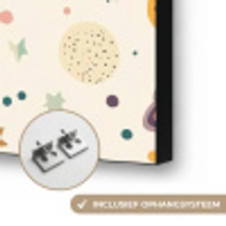 Planeten - Retro - Kleurrijk Textielframe zwart klein 947 -USP_ophangsysteemNL