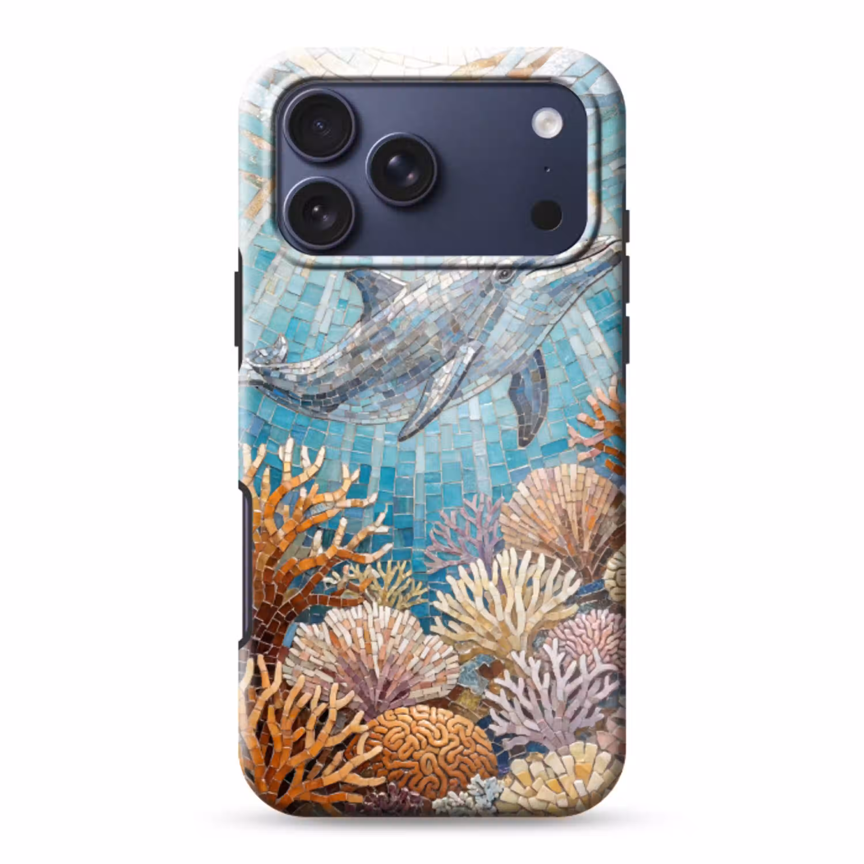 Dieren - Mozaïek - Oceaan - Koraal - Blauw Toughcase MagSafe Apple iPhone 17 Pro Max klein -3d
