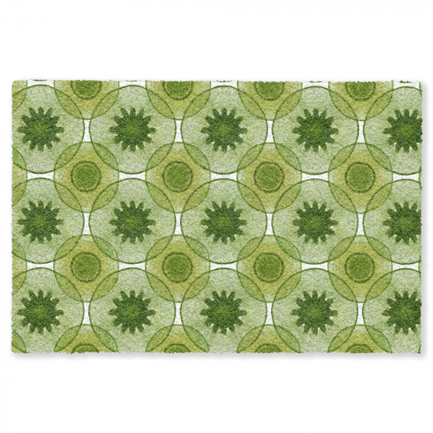 Cirkels - Patroon - Groen Vloerkleed Rechthoek klein 1091 -3d