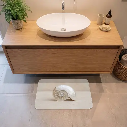 Schelp - Spiraal - Beige Badmat klein -sfeer1