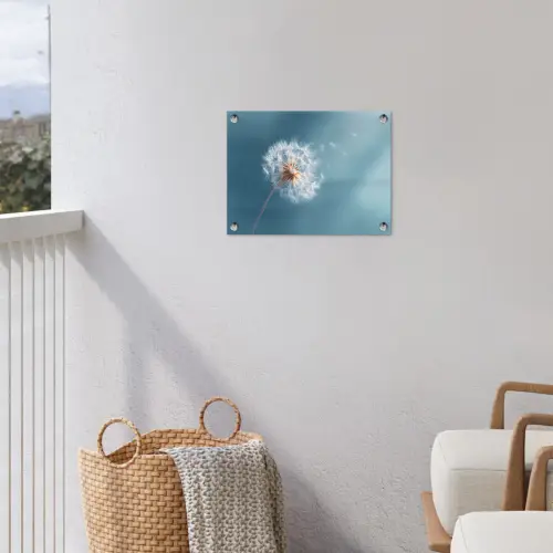 Paardenbloem - Wind - Blauw tuinposter los doek klein -sfeer8