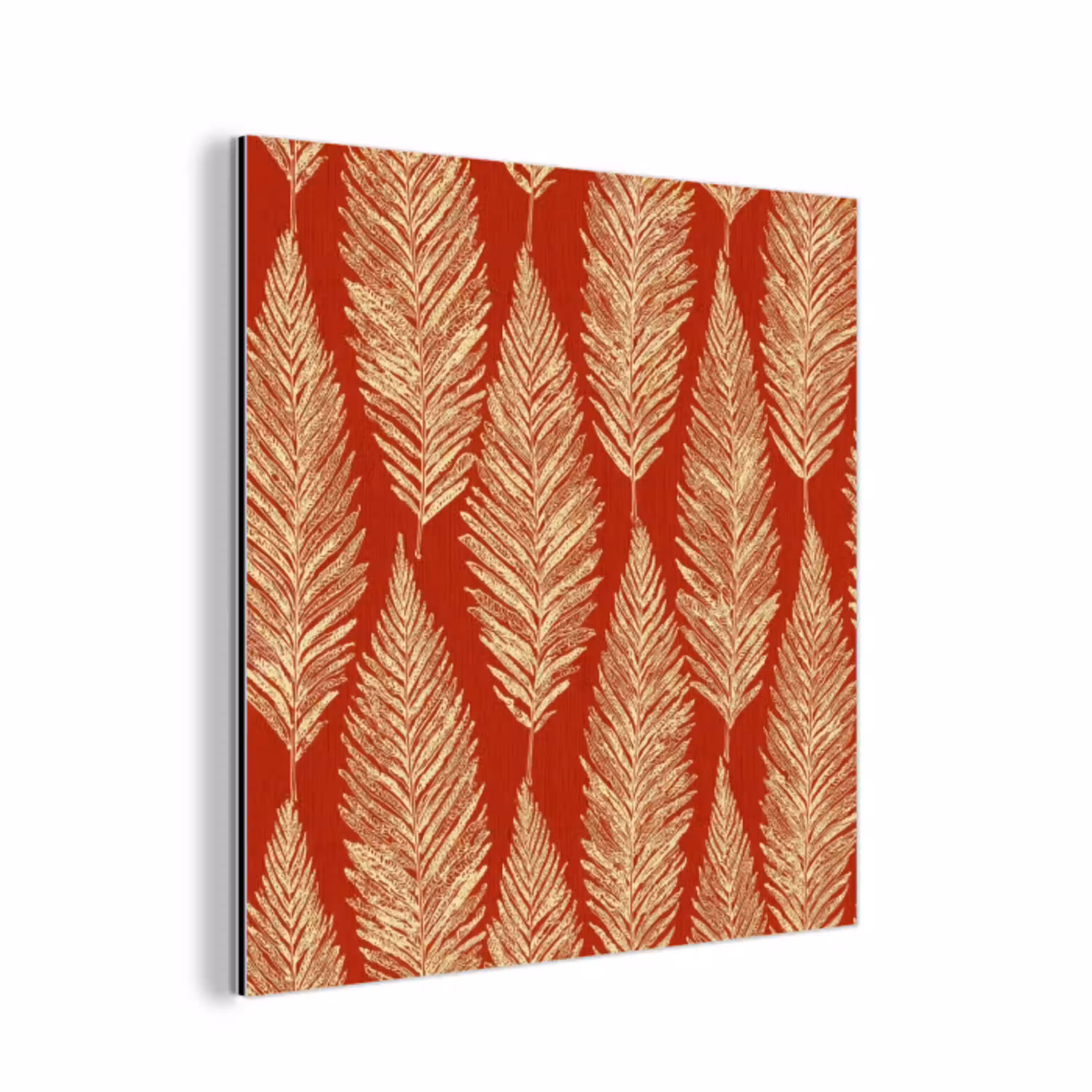 Rood - Botanisch - Varen - Patroon aluminium wit klein 46 -3d