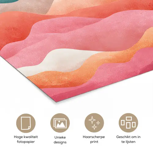 Golven - Kleurrijk - Abstract poster papier klein -closeup_NL