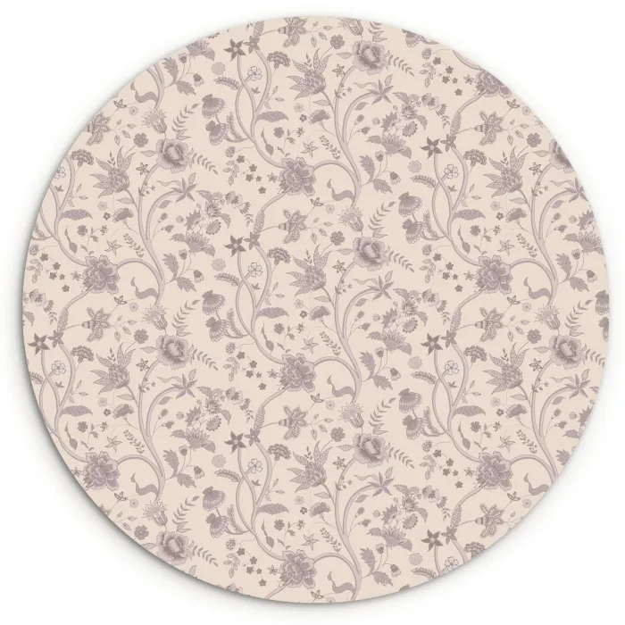 Indienne - Bloemen - Paars Wandcirkel plexiglas klein 852 -3d