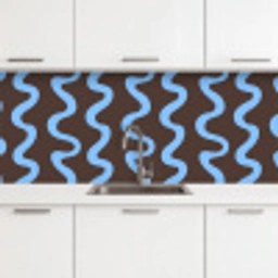 Kronkelende lijnen - Blauw - Bruin - Minimalistisch keuken achterwand 2 middel 871 -3d