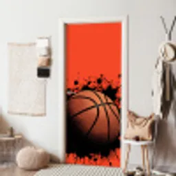 Basketbal - Verf - Sport - Oranje deurposter klein -sfeer6