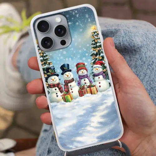 Vrolijk -  Sneeuw - Kleurrijk Hoesje iPhone 16 Pro Max met koord klein -sfeer3