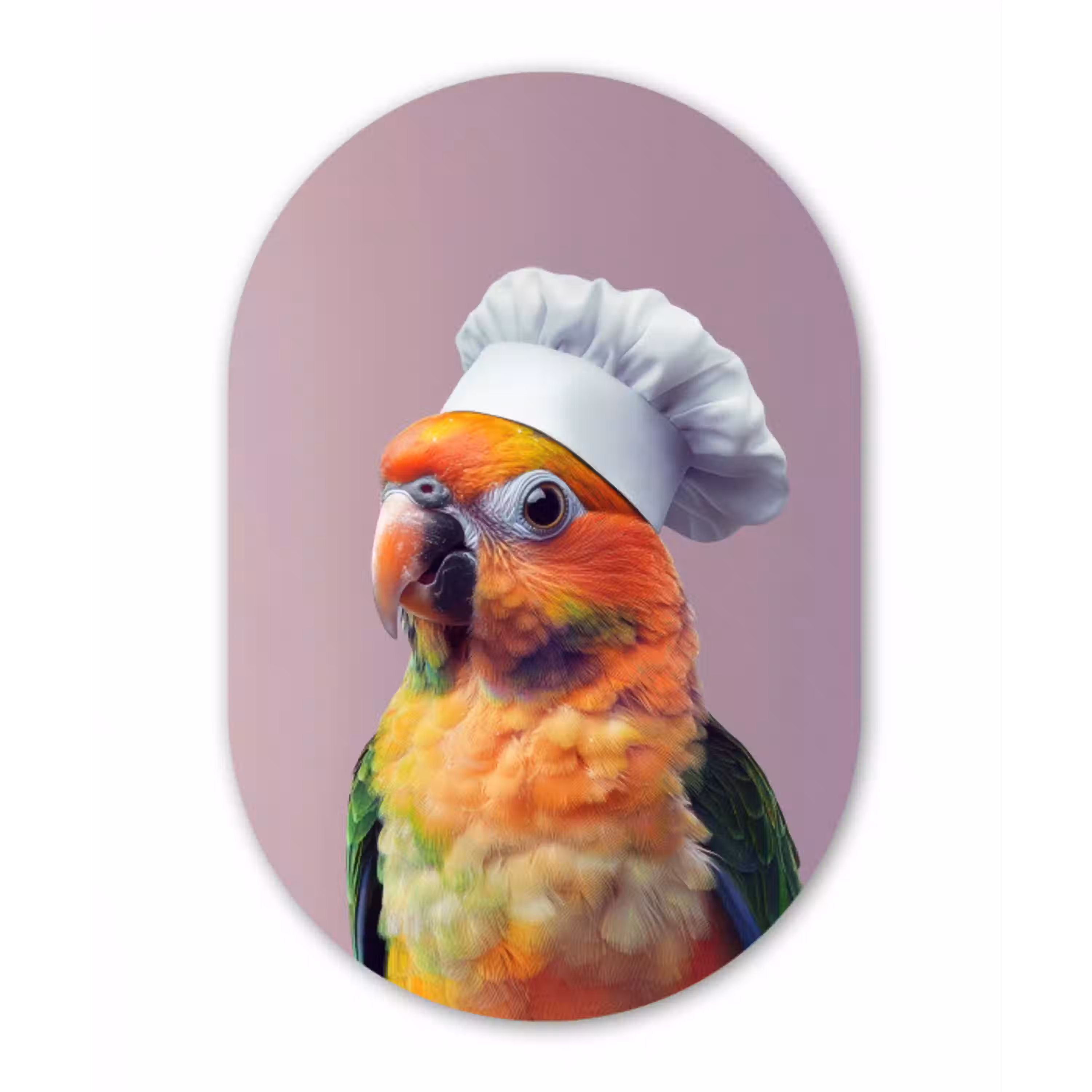 Papegaai - Koksmuts - Nieuwsgierig - Vogel Wandcirkel Ovaal Aluminium middel -3d