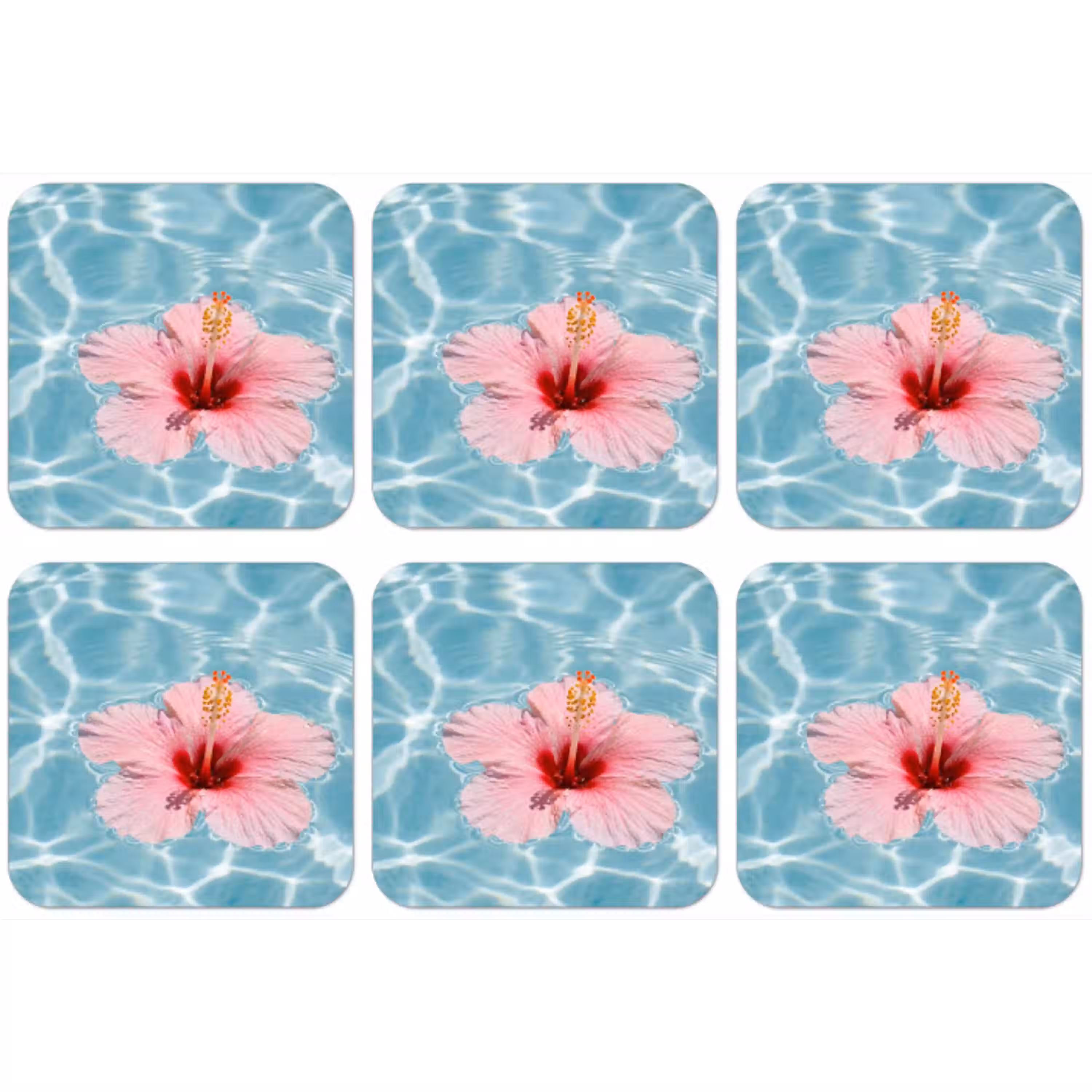 Hibiscus - Water - Roze onderzetter kurk middel -zkaufland3dotto