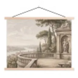Terras - Stad - Uitzicht - Rivier textielposter latten blank klein -3d