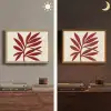 Tak - Bladeren - Rood Light Box met batterij (Wandlamp) middel -sfeer3
