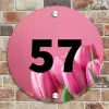 Roze tulpen - Traditioneel Naambord Rond klein -sfeer2