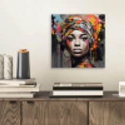 Vrouw - Hoofddoek - Graffiti - Zwart aluminium wit klein -sfeer1