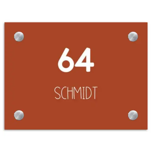 Roestbruin - Modern Naambord Rechthoek middel -3d