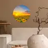 Bloemen - Zonnebloem - Zonsondergang - Nacht - Oranje Wandcirkel behangsticker klein -sfeer1