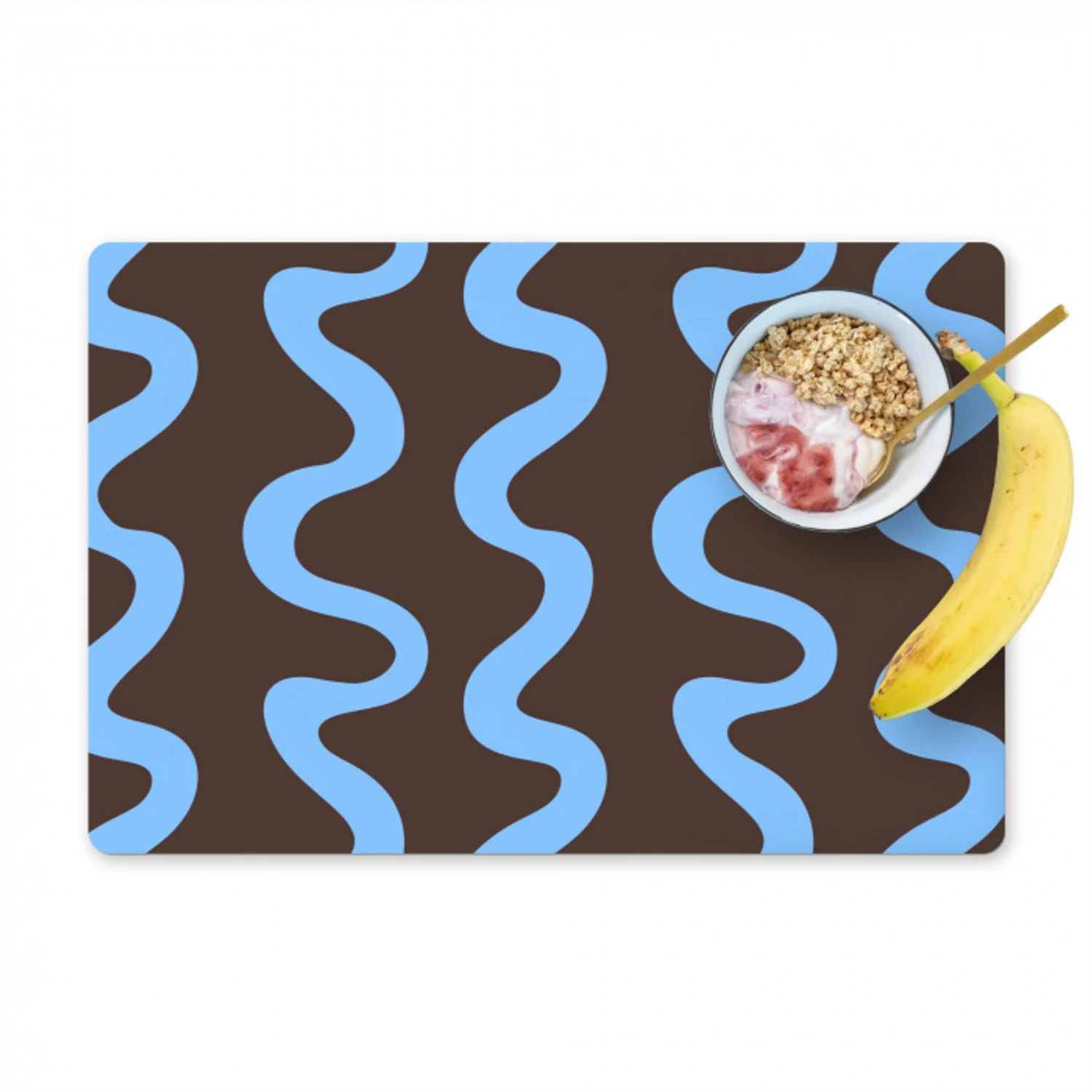 Kronkelende lijnen - Blauw - Bruin - Minimalistisch Placemat vinyl groot 368 -zzzproduct_Kitchenyeah-website