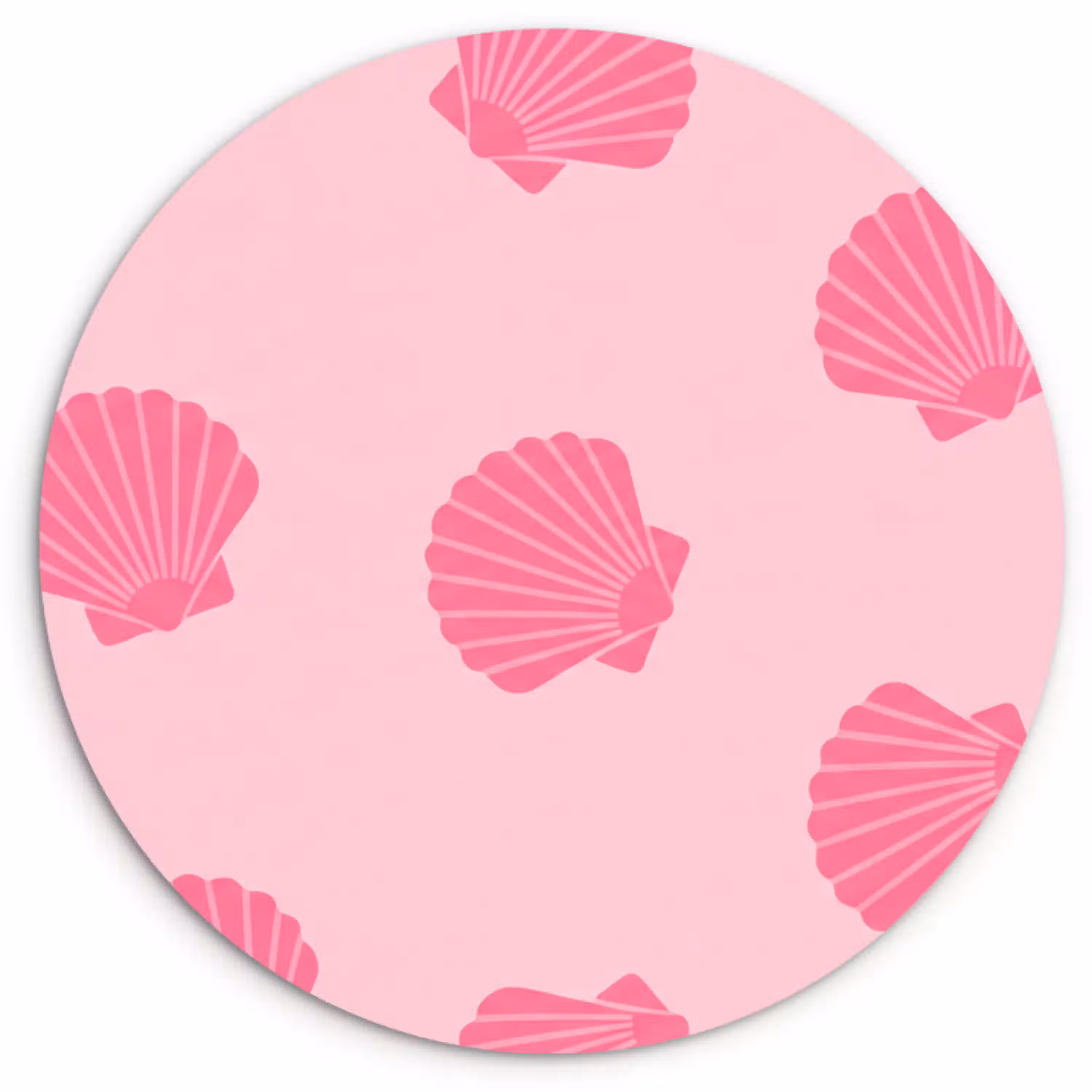Schelp - Patroon - Zee - Modern - Roze Wandcirkel kunststof plaat 5mm dik klein -3d