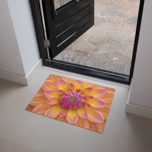 Dahlia - Bloem - Oranje Deurmat klein -sfeer5
