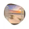 Doorkijk - Strand - Duinen - Natuur - Landschap Wandcirkel Organisch Aluminium middel -3d